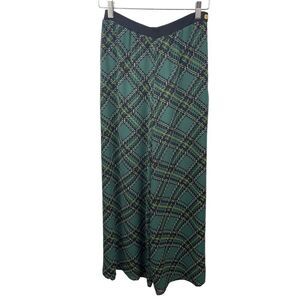 SONIA Rykiel Paris Green Tartan High Waist Wide Leg Trousers Size S ( 28 Waist)